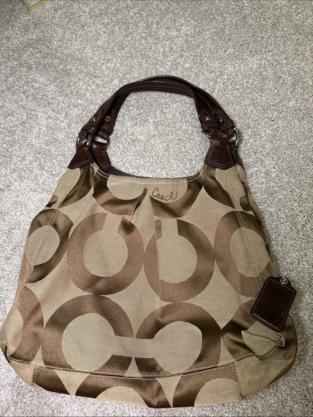 Coach Brown Signature Canvas Shoulder Bag